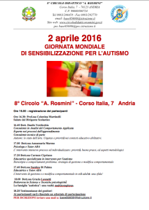 Programma - giornata mondiale autismo 02.04.2016