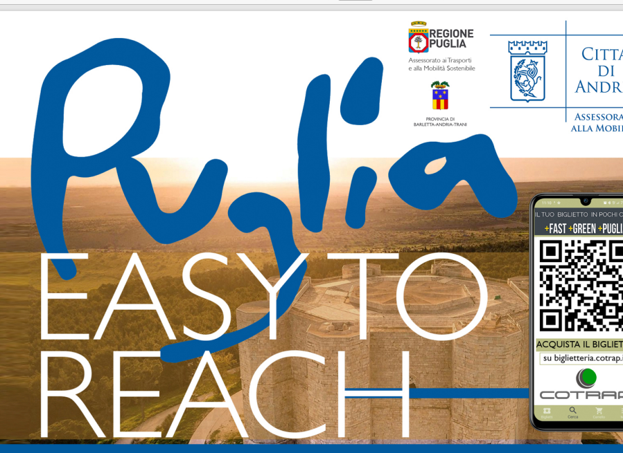 Castel del Monte nel progetto “Puglia Easy to Reach”. Collegamento diretto con gli aeroporti di Bari e Foggia.